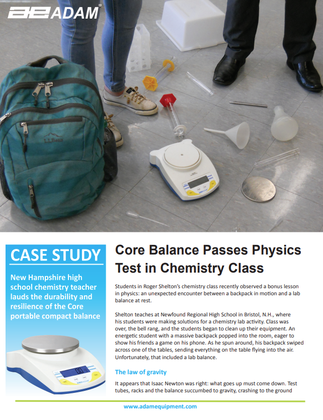 Core Balance Passes Physics Test in Chemistry Class