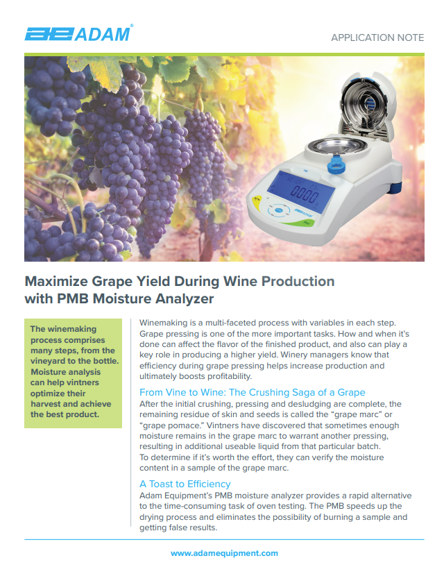 Maximize Grape Yield During Wine Production with PMB Moisture Analyzer