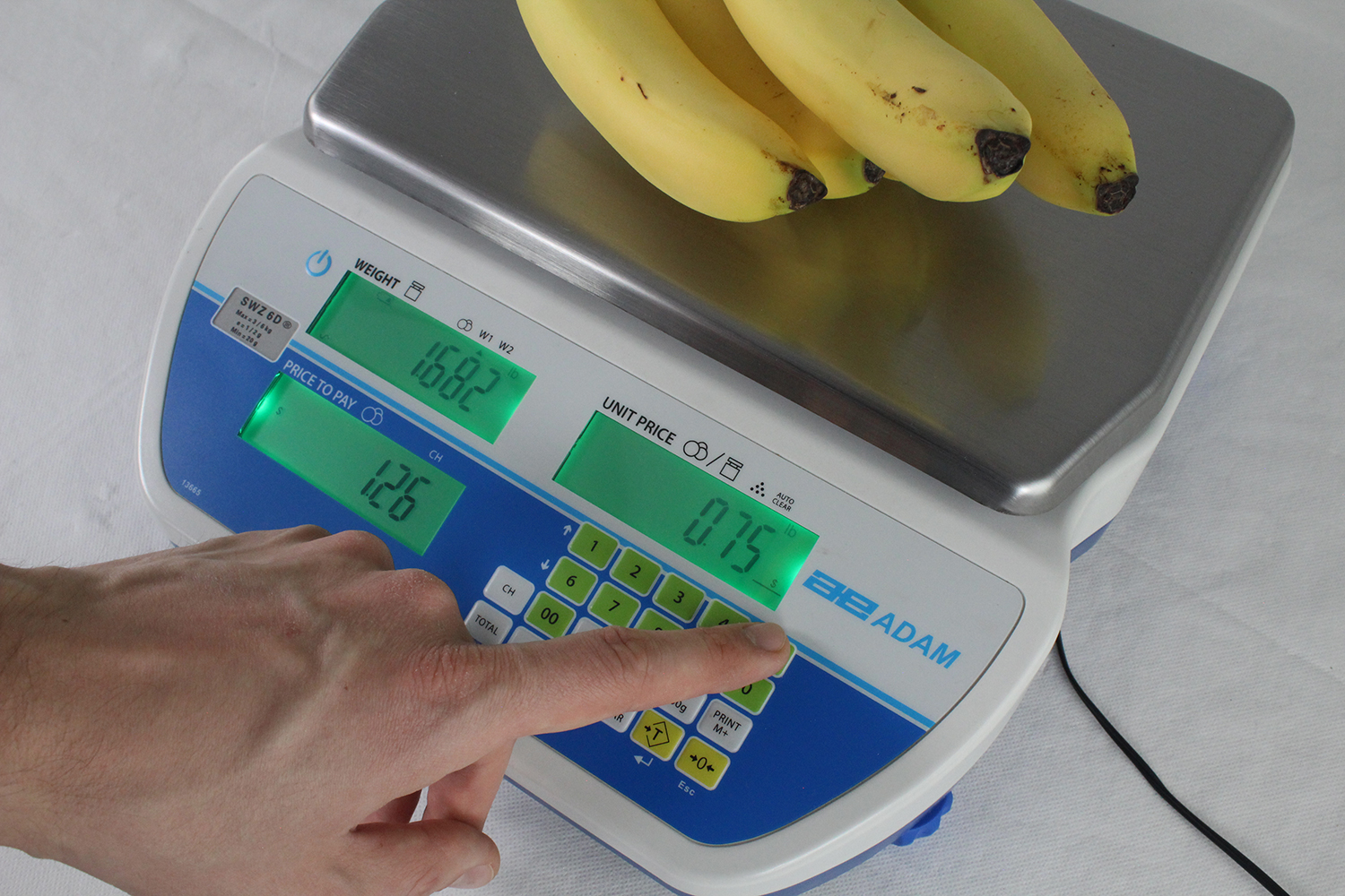 Swift price computing scale weighing bananas